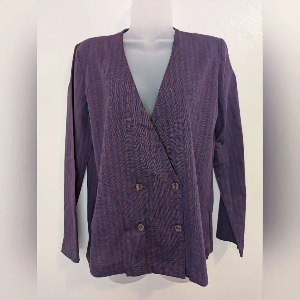 VTG 90s You Babes Stripe Shacket Blazer Preppy Dark Academia Retro Whimsigoth M